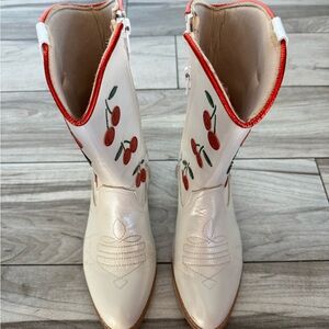 Cherry Embroidered Kids Boots